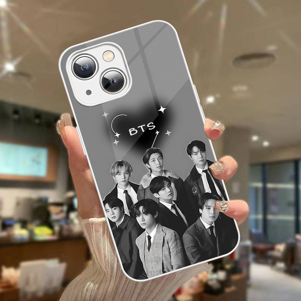 K-Pop Cartoon Boys B-BT21S Tempered Glass For Iphone 14 13 12 11 Pro Mini XS MAX 14Plus X XS XR Cover