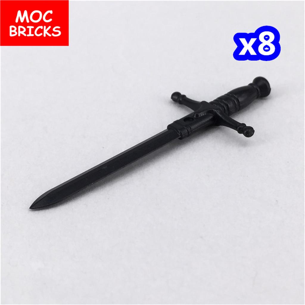 MOC Bricks Black Sword Shield Spear Halberd Helmet Medieval Knights Rome Action Figure Educational Building Block Gifts