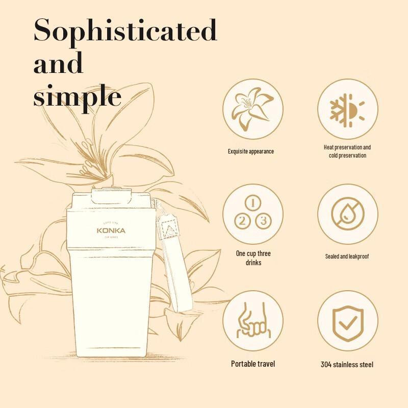KONKA 480ml Vacuum Insulated Coffee Travel Mug
