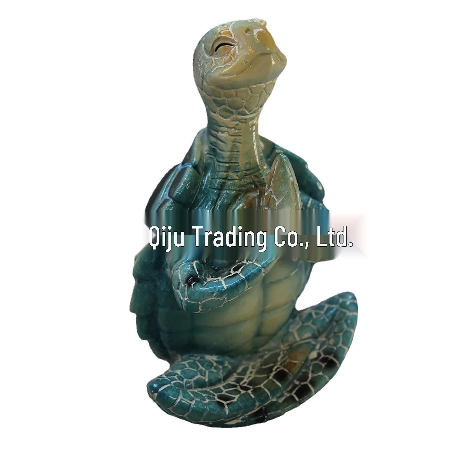 Yoga Turtle Resin Ornament: Meditation Sea Turtle Home Decor Yoga Left Hand Stretch