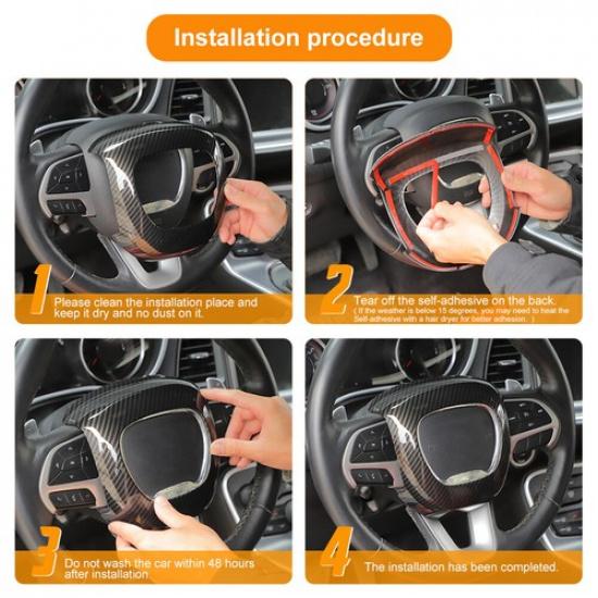 Center Steering Wheel Cover Trim For Challenger Charger Durango Srt 15+ Carbon