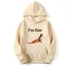 Monkey I'm Fine Funny Meme Graphic Printed Women Hoodie Casual Daily Long Sleeve with Pocket Loose Pullover Women Vintage Hoodie