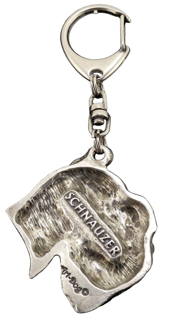 Schnauzer - Silver-plated Key Ring with a Dog In a Gift Box, Handbag Decoration, Backpack Pendant by Art-Dog Brand