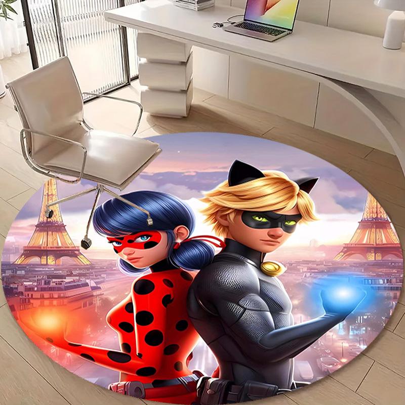 1pc Ladybug Design Printed Area Round Carpet for Bedroom Living Room Home Decor Rugs Mat Non Slip Mat Rug for Bedside
