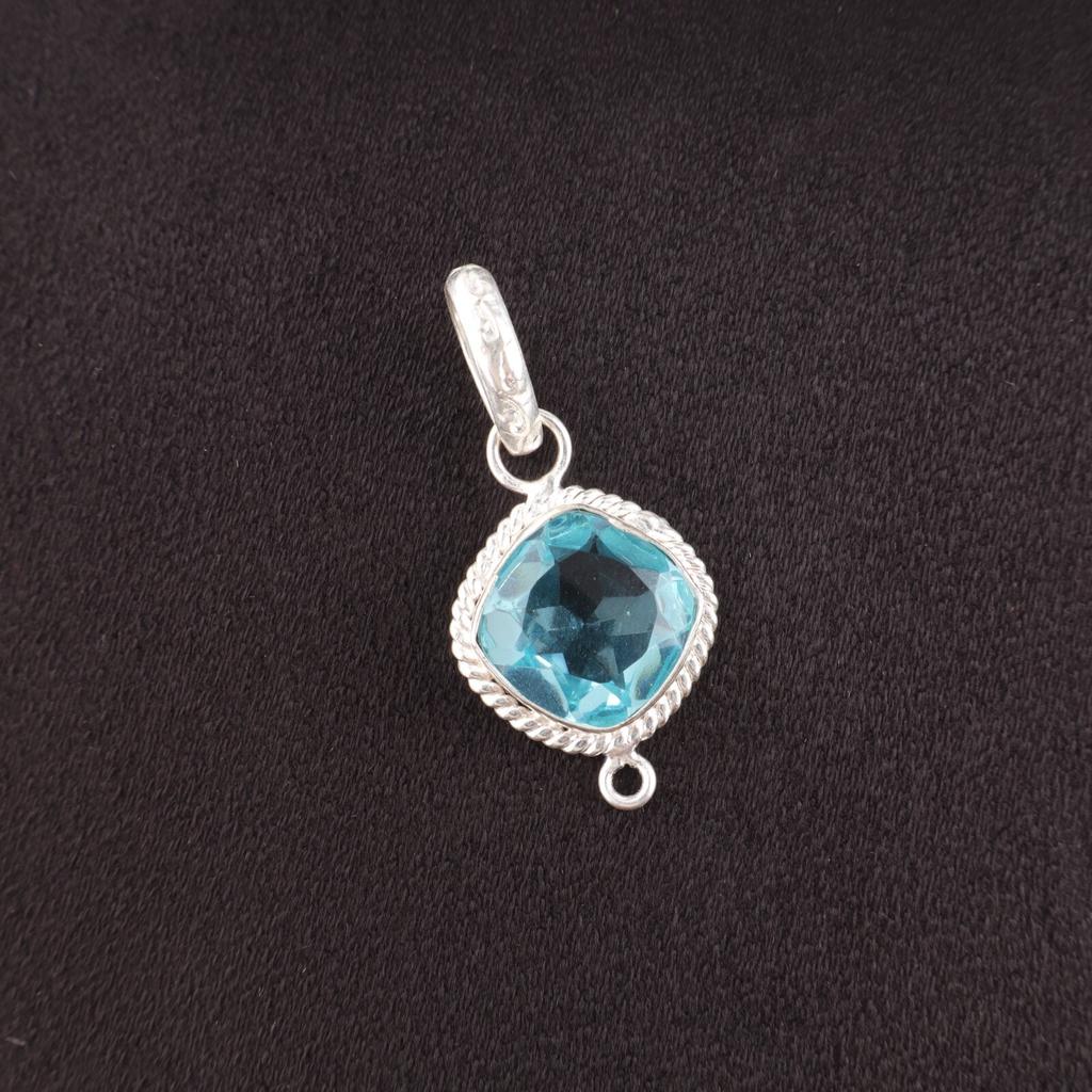 Cushion Sky Blue Topaz Gemstone Sterling Silver Sisters Gift New Pendant Jewelry PP-11-3
