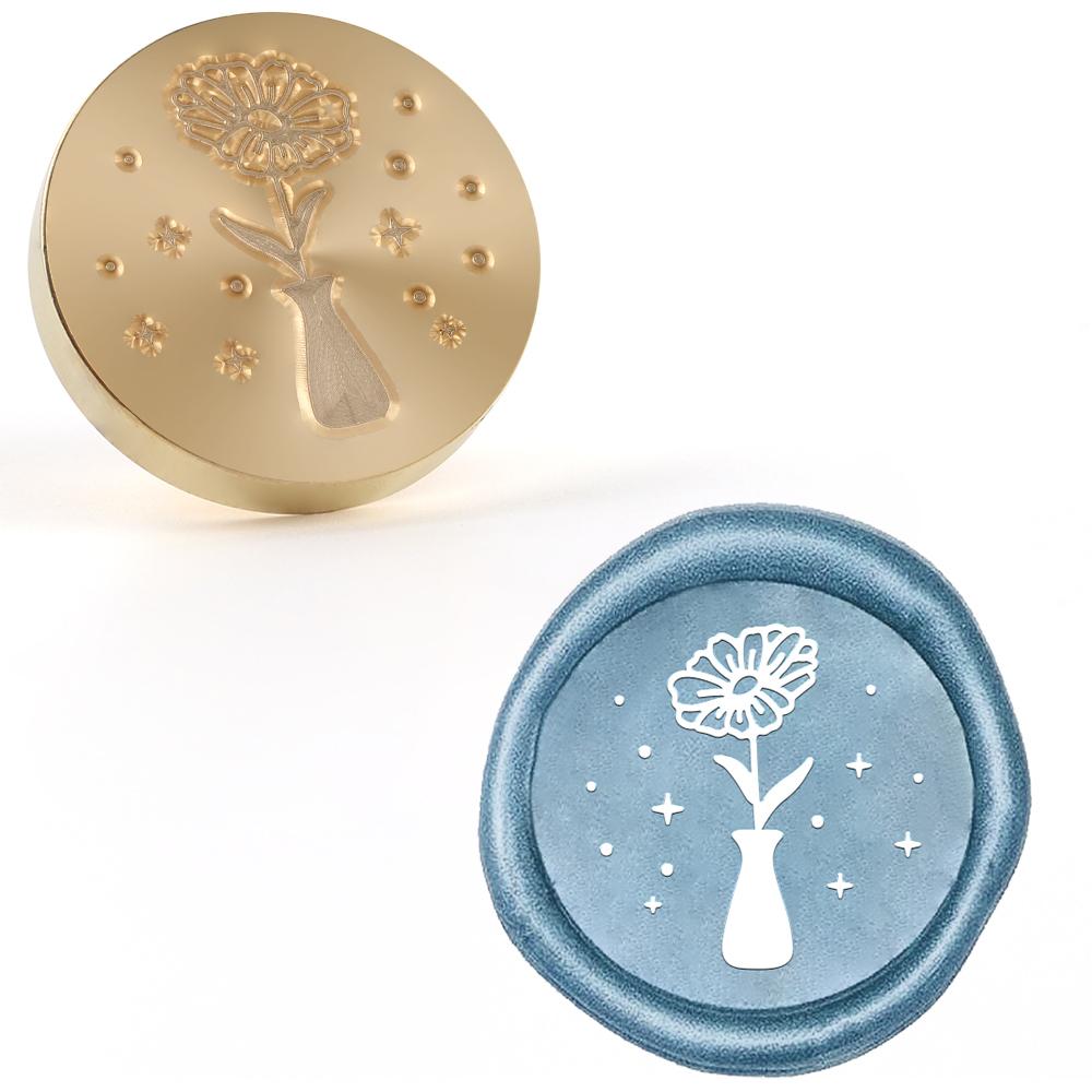 1pc Mushroom, Paw Print, Sunflower In a Bottle Pattern Wax Seal Stamp, Sealing Wax Solid Brass Stamp Heads Removable