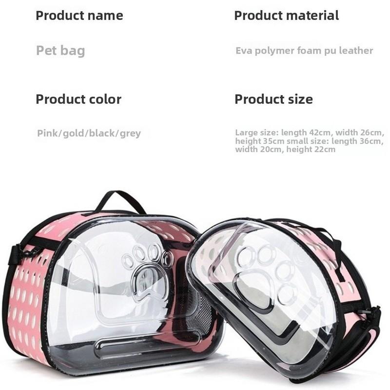 Breathable Pet Shoulder Bag Transparent Foldable Pet Carrier Lightweight Large Capacity Portable Shoulder Strap Bag