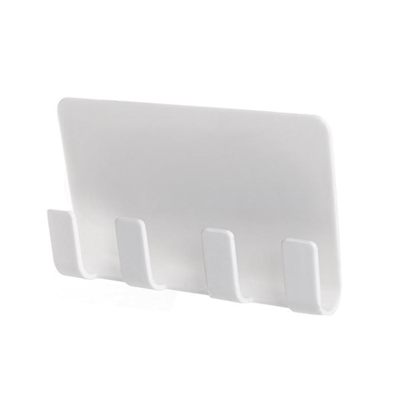 Sticky Phone Support Phone Charger Holder Wall Mounted 4 Hooks Storage Hanger Storage Rack for Home