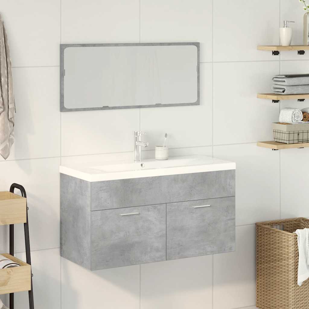 3 Piece Bathroom Furniture Set Concrete Grey Particleboard