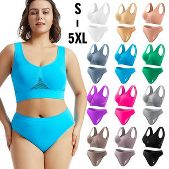 Women's French Wirefree Push-Up Bra Set - Thin, Sexy Triangle Cup Sports Underwear with Beautiful Back Design, Two-Piece.