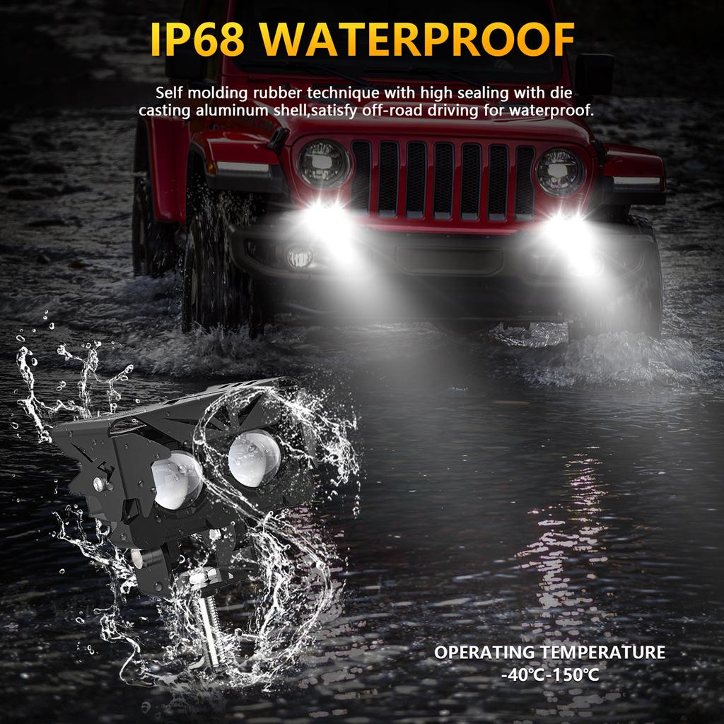 LED Offroad Lights LED Driving Pod Lights Super Flood Beam 2Pcs Led Pods Light Bar Waterproof for Motorcycles Durable