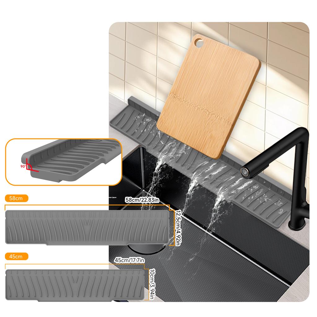 Kitchen Sink Splash Guard, Faucet Mat Splash Catcher, Handle Drip Catcher Tray, Multipurpose for Kitchen Dish Drying Mats Sponge