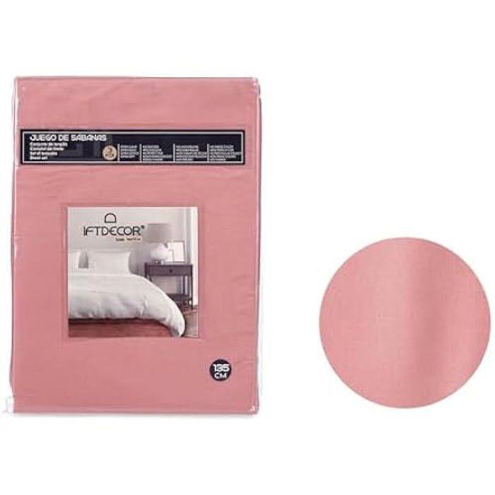 Parure de lit - GIFT DECOR - Rose - 135 cm - 3 pièces