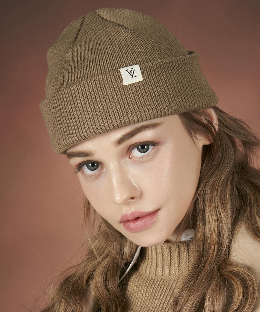 Bajal Monogram Label Beanie Beige