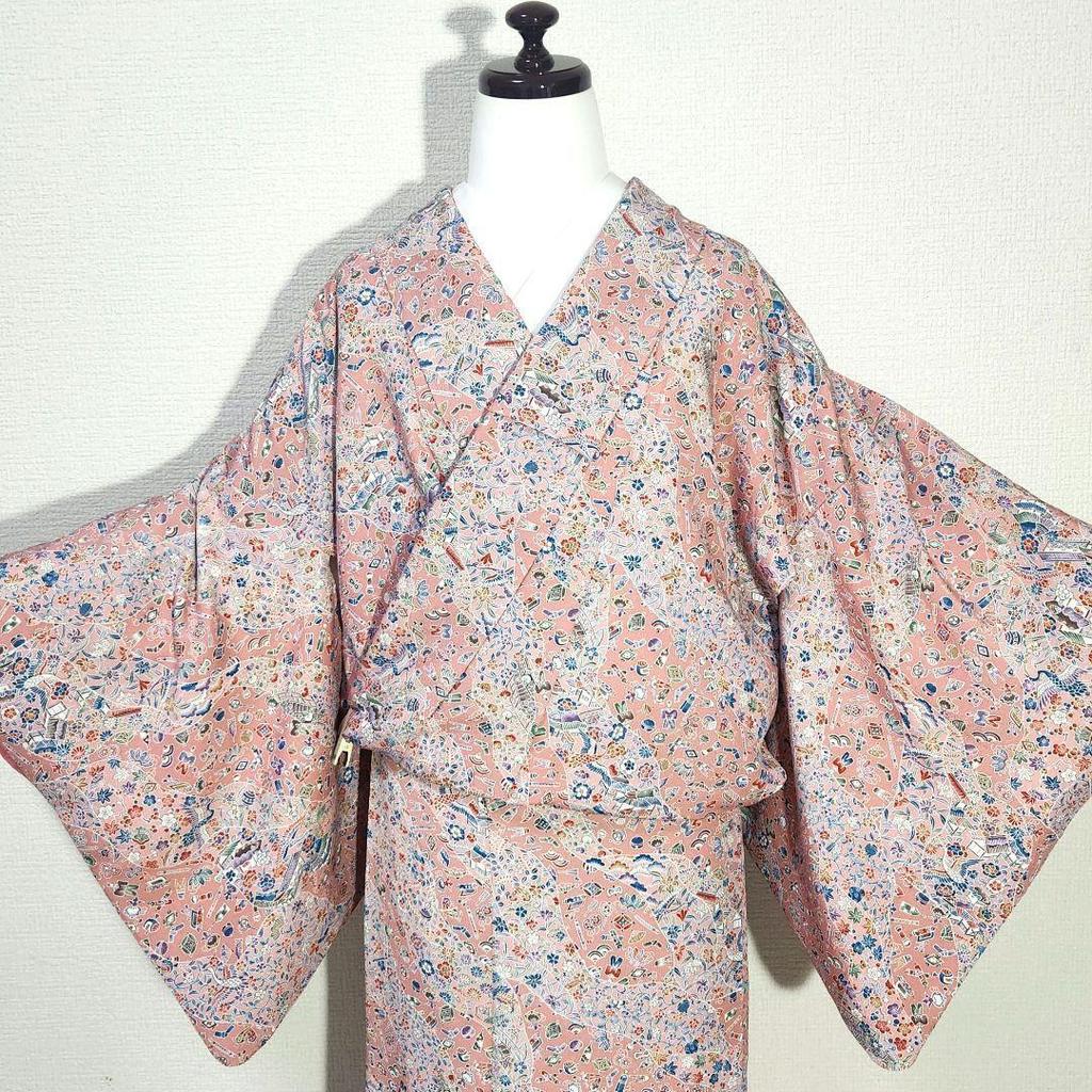 Used Washable kimono, small pattern, lining, polyester, length 161, sleeve 65, casual