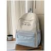 Japanese ins new high-value, fresh, sweet and cute cartoon plaid backpack, lightweight backpack for junior high school students