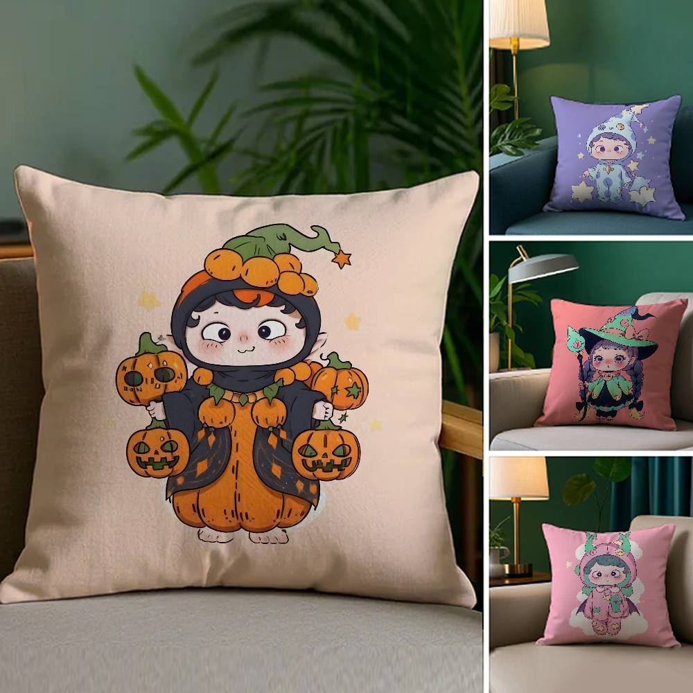 Federa per Cuscino Ouniu di Halloween Carina Tessuto Peluche Morbido Stampa Double Face Divano di Casa Copricuscino Alta Qualità Throw