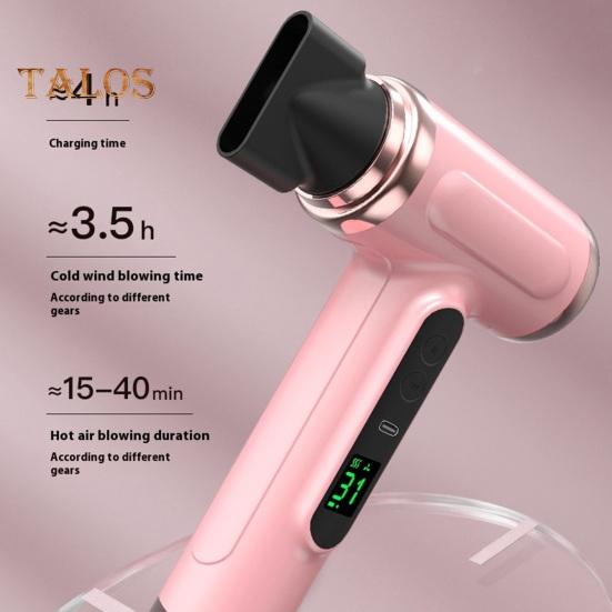 Kabelloser Haartrockner, 200 W, 15.000 mAh, wiederaufladbar über USB, verstellbares LCD-Display, hohe Geschwindigkeit, schnelles Trocknen, geringes Geräusch, tragbarer Reise-Föhn für Frauen