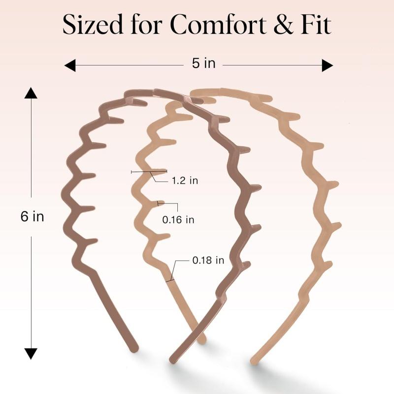 Kitsch Zig Zag Headbands for Women Non Slip –Fashion Accessories for Slicked Back -Comfortable Comb HStyles Eadband with Teeth | Ideal Gifts for Women