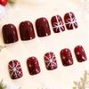 Weihnachten Neue Maniküre Tragen Einfach Rot Schneeflocke Schleife Kurz Quadratisch Tragen Rüstung