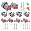 Deutsch DT 2 Pin Connector Kit 2pin Waterproof Automotive Wire Connectors | Gray Waterproof Electrical Wire Connector for Cars,