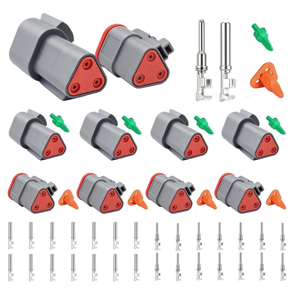 Deutsch DT 2 Pin Connector Kit 2pin Waterproof Automotive Wire Connectors | Gray Waterproof Electrical Wire Connector for Cars,