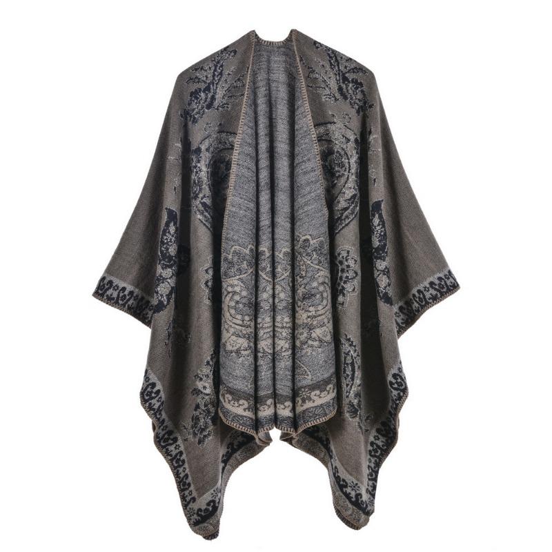 Women's scarf shawl creative new fashion imitation cashmere jacquard split fork thickened large cape air conditioner warm shawl