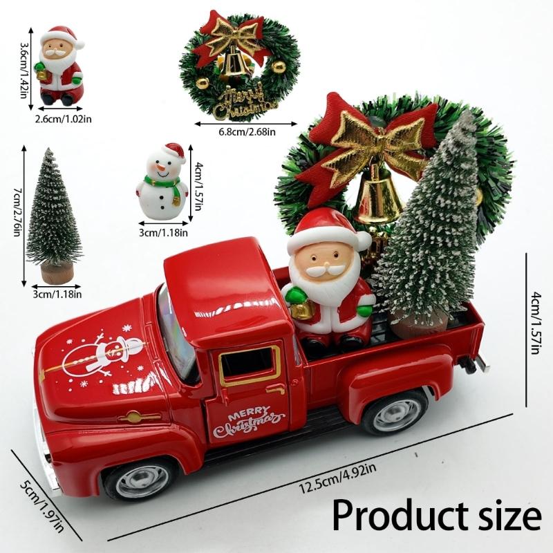 Christmas Farmhouse Truck Decors Metal Farm Pickup Truck Decors with Wreath/Tree Table Centerpieces Home Decoration