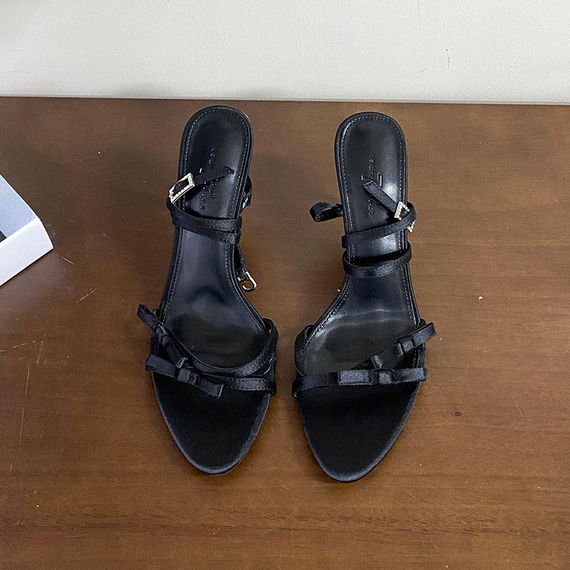 Fashion Fashion Butterfly-Knot Party Ladies High Heels Sandals Shoes Female Pointed Toe Footwear Ankle Buckle Women Heeled Sandals Shoes