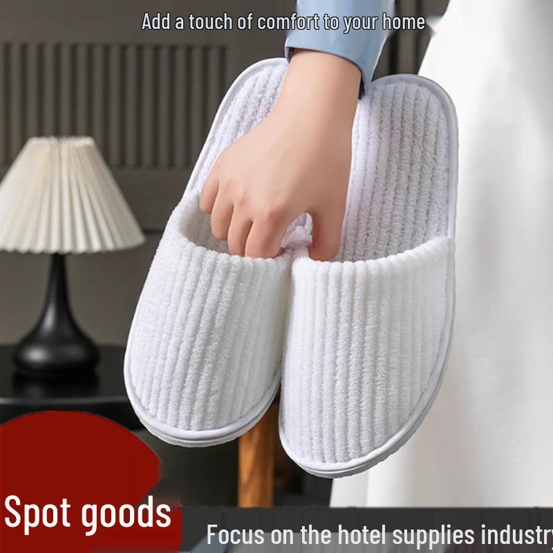 Luxury Washable Coral Fleece Slippers for Guests - Thick Sole, Ideal for Home, Salon, Autumn & Winter