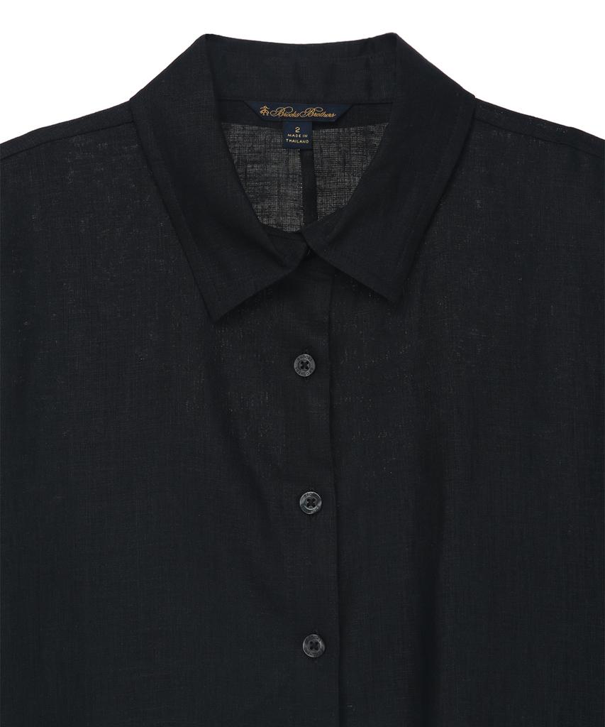 BROOKS BROTHERS Linen Belted Shirt Dress (Black) (Bbdzwm7129Ues)