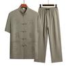 Men's Chinese Style Ice Silk Short-Sleeve Shirt & Pants Set