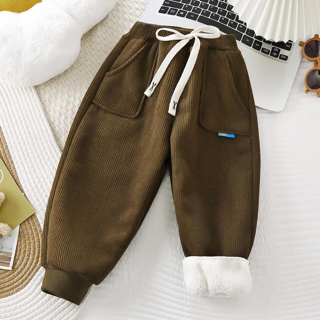 Kinder Fleecegefütterte Warme Freizeit Hose - Herbst/Winter Koreanischer Stil - Dicke Europäische Baumwoll-Sweathose für Jungen & Mädchen
