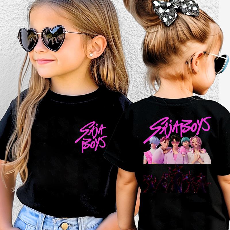 KPop Demon Hunters Kids Clothing Summer Cartoon Derpy Tiger Clothes Fashion Boys T-shirt Children's T-shirt Top