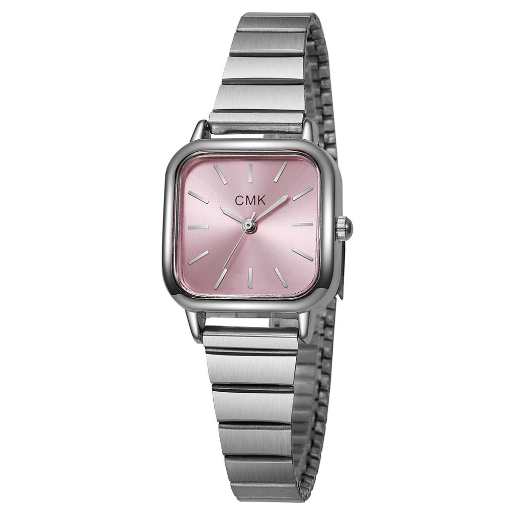 Nowy modny retro casualowy biznesowy prosty zegarek damski z kwadratową tarczą i stalowym paskiem; preferowane urodziny.