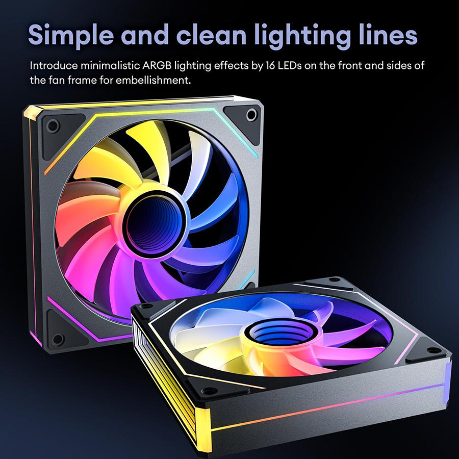 Computer Chassis Fan 12cm ARGB 4 Pin Quiet Cooling Fan 12V Large Air Volume 56.8CFM/600-1500RPM