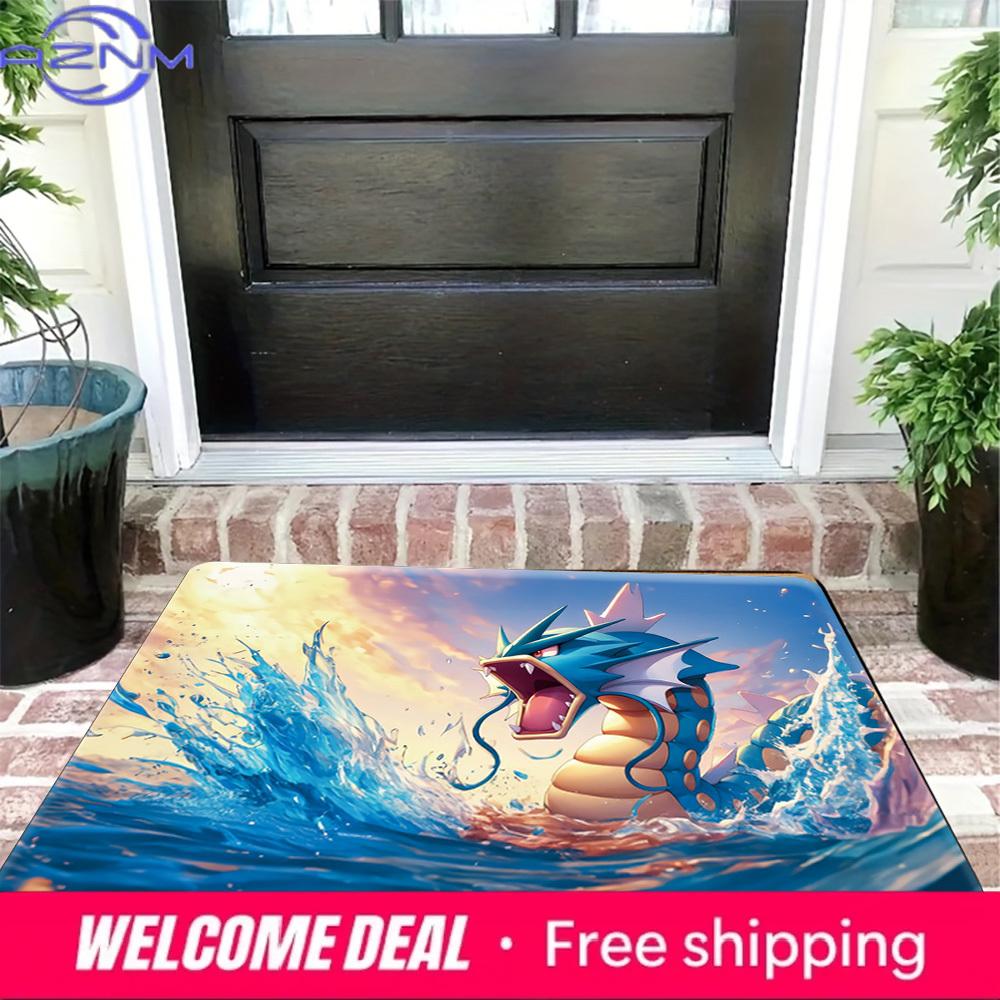 Pokemon Gyarados Ocean Splash Print Non-slip Doormat Soft Floor Mat for Home Decor