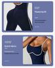 Women's Color Block Backless Slim Fit Bodysuit for Yoga Fitness