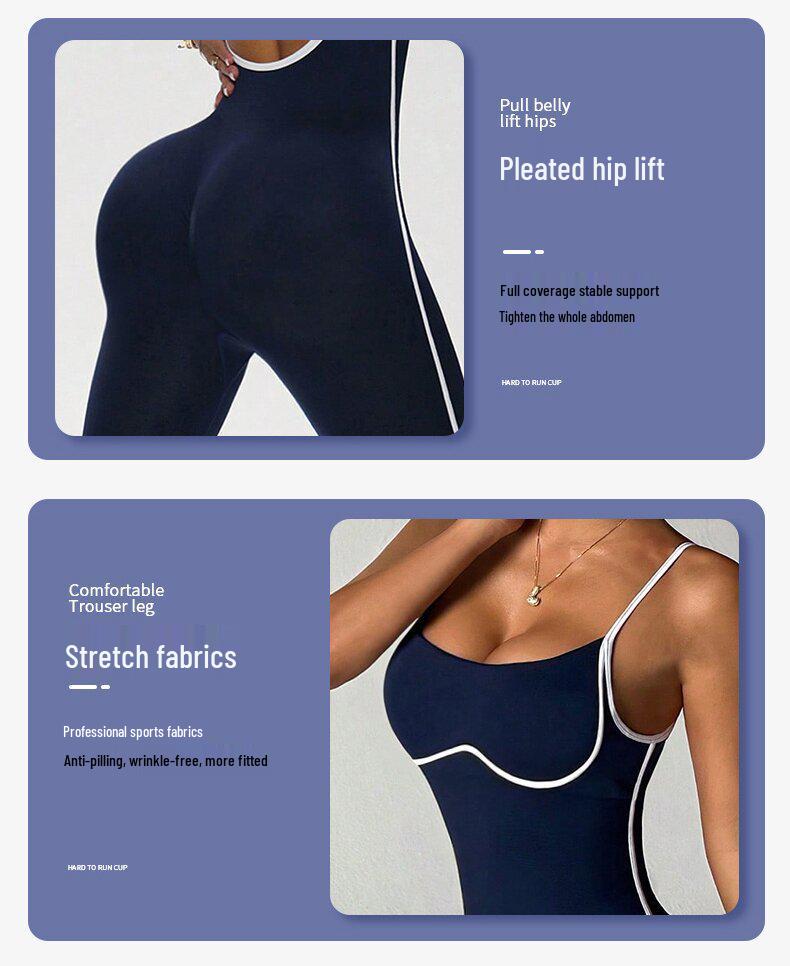Women's Color Block Backless Slim Fit Bodysuit for Yoga Fitness