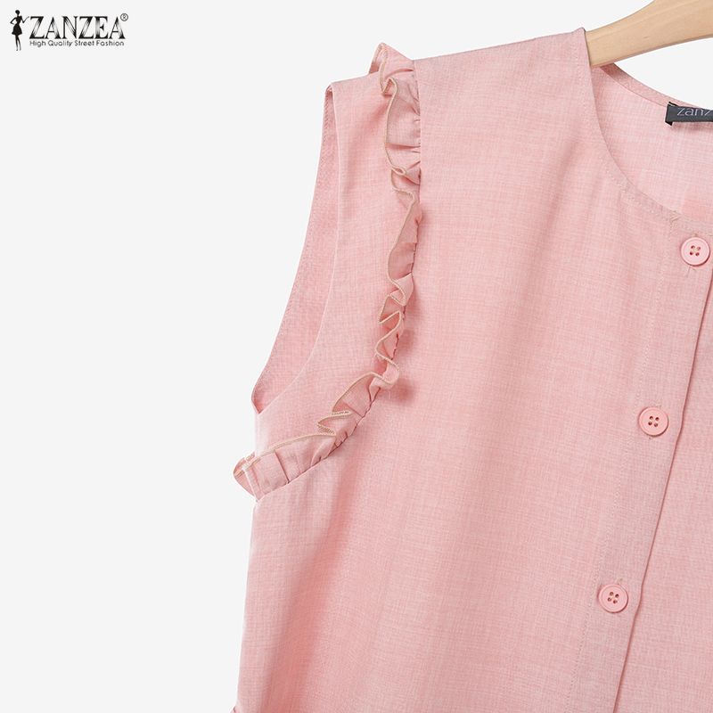 ZANZEA Women Sleeveless Tank Tops and Shorts Summer Two Piece Suit Sets