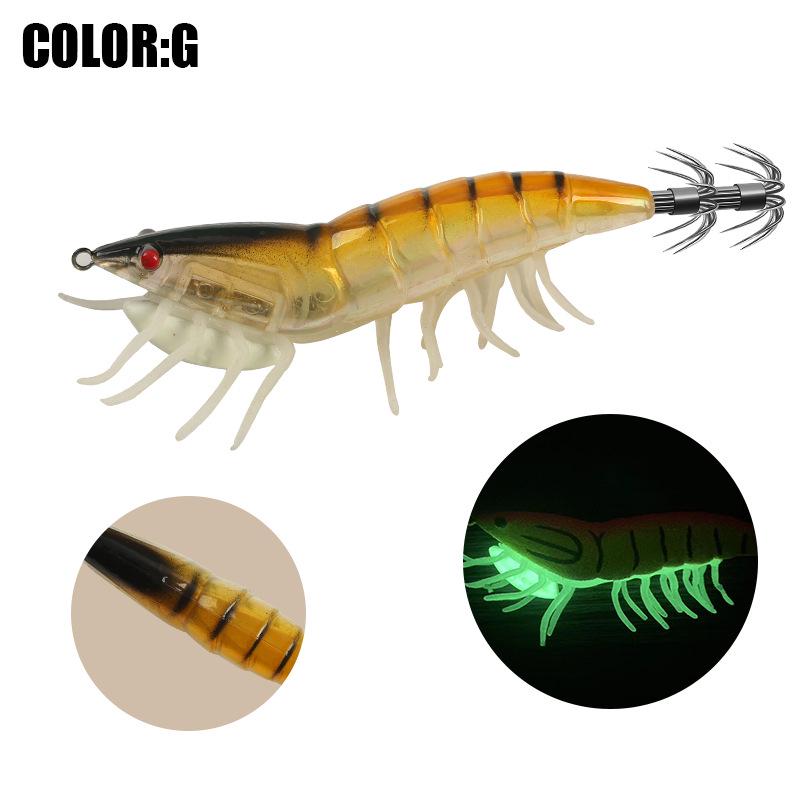 Verstärkter Black King Kong Schirmhaken Leuchtender Tintenfischköder, Simulation Holzgarnele, Langsam sinkend, 8g, 12g, 19.5g für Meeresangeln.