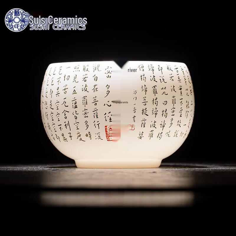 

Su-Style Ceramic Ice-Jade Heart Sutra Meditation Tea Cup