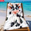 2D Flat Spotted Cow Cartoon Beach Towel, Soft High Absorbent Microfiber, Lightweight for Beach Travel Camping Party