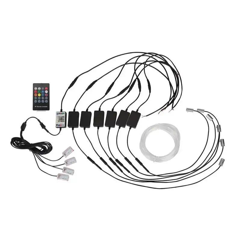 Universal Car LED Opitcal Fiber Ambient Lighting Kit Auto 8 Meters Optical Fiber String Atmosphere Lamps