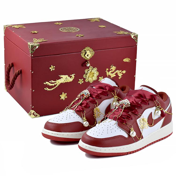 

Jordan Air Jordan 1 Низькі кросівки для баскетболу, стійкі до ковзання та стирання, вінтажні, жіночі, червоно-білі FJ3465-160(Team96-S-BOX) 38