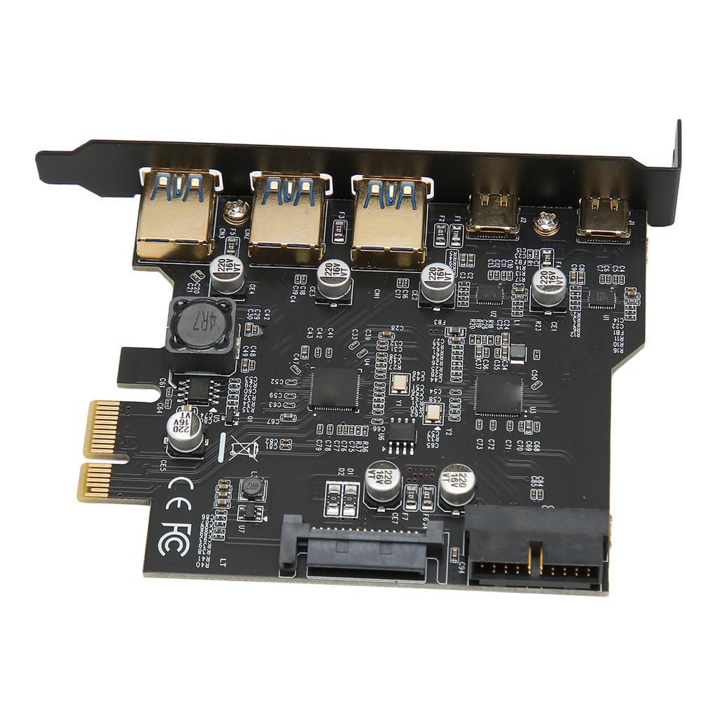 PCIE 1X to USB Expansion Card 3xUSB3.0 2xType C 19pin 5 Port Expansion Adapter Card for PC Desktop