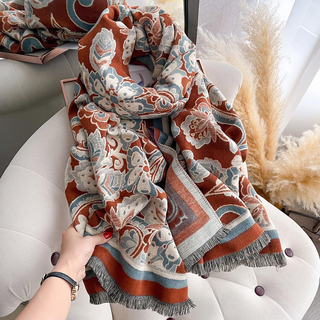 Ethnic style imitation cashmere thick travel shawl Yunnan scarf women's outdoor warm cape sun protection