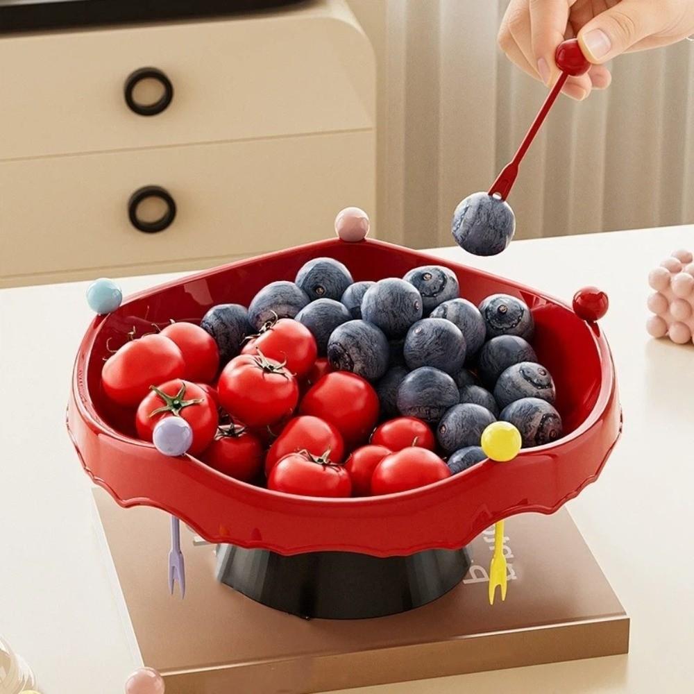 Draining Fruit Water-Filtering Bowl 360° Rotating Snack Storage Plate  Tea Table