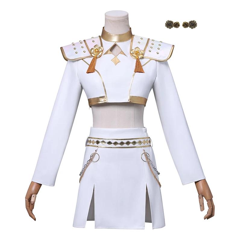 Rumi Zoey Mira Cosplay Costume Wig Women Girls White Leather Suit Halloween Carnival Party Comic-con Role Playing Outfit
