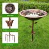 Metal Retro Bird Bath Feeder Bowl with 5-Prong Stake Detachable Decorative Birdbath Garden Water Feeder for Patio Yard Decor